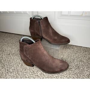 Josef Seibel Steampunk Size 36 US 5.5 Suede Fur Lined Brown Heel Zipper Booties